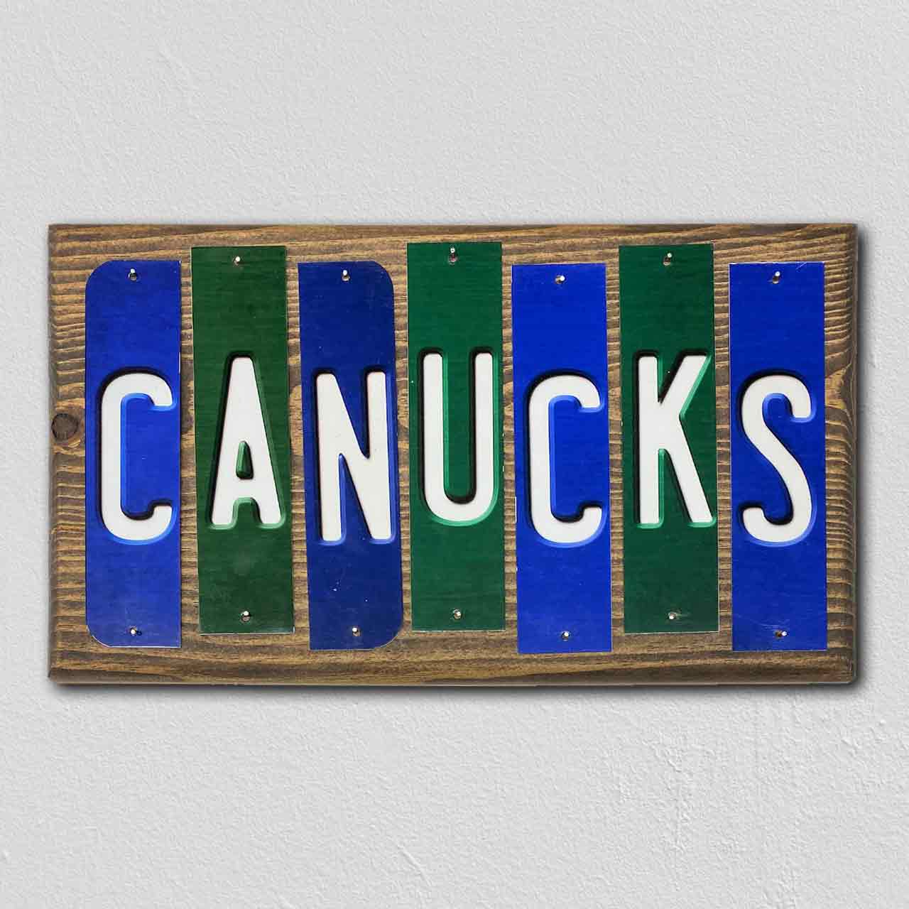 Canucks Team Colors Hockey Fun Strips Novelty Wood Sign WS-838