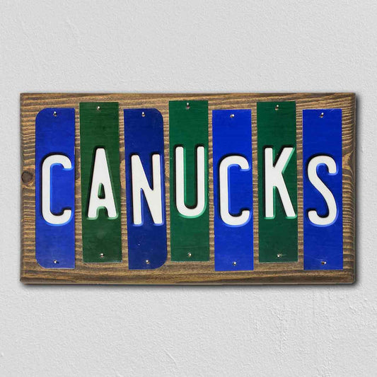 Canucks Team Colors Hockey Fun Strips Novelty Wood Sign WS-838