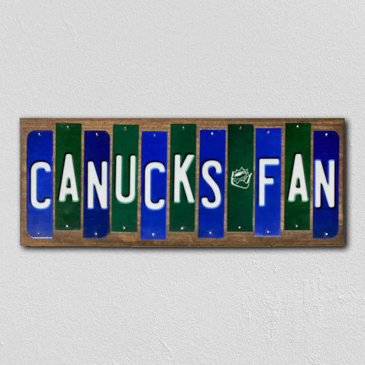 Canucks Fan Team Colors Hockey Fun Strips Novelty Wood Sign WS-839
