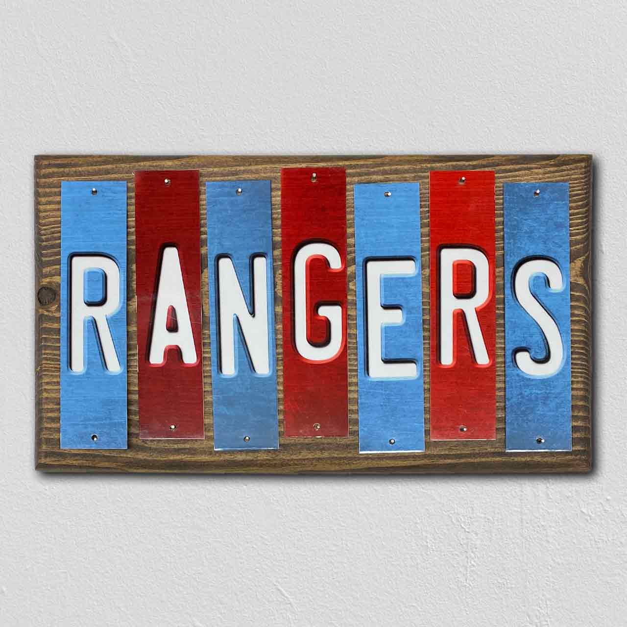 Rangers Team Colors Hockey Fun Strips Novelty Wood Sign WS-840