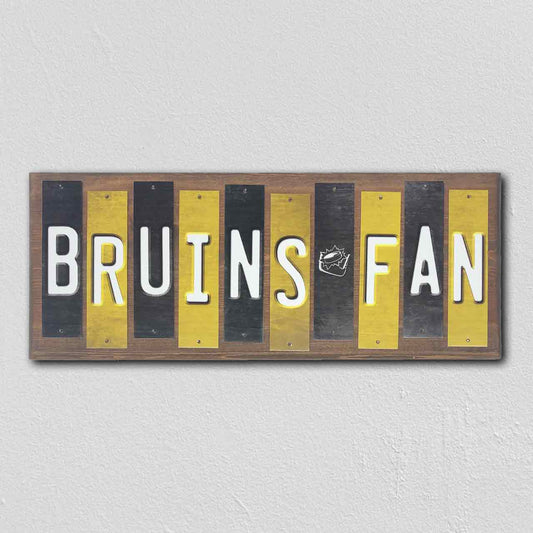 Bruins Fan Team Colors Hockey Fun Strips Novelty Wood Sign WS-843