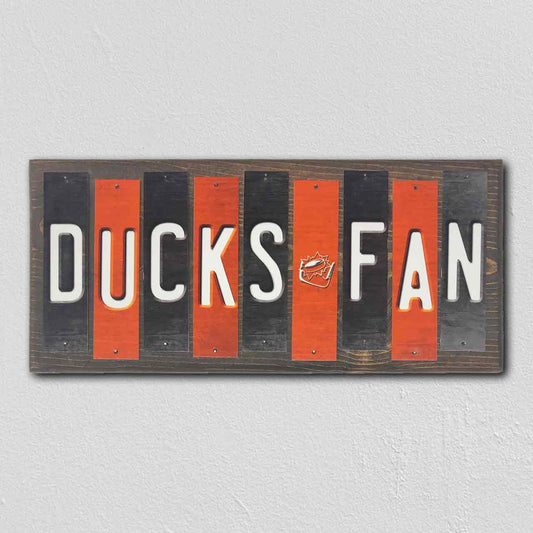 Ducks Fan Team Colors Hockey Fun Strips Novelty Wood Sign WS-845