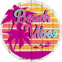 Beach Vibes Palm Novelty Circle Coaster Set of 4