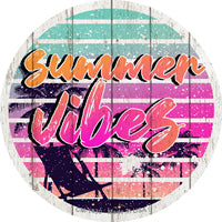 Summer Vibes Novelty Circle Coaster Set of 4