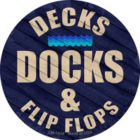Decks Docks and Flip Flops Novelty Circle Coaster Set of 4