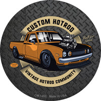 Custom Orange Hotrod Novelty Circle Coaster Set of 4