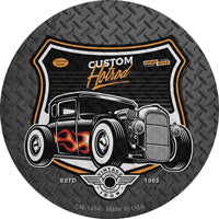 Custom Flame Hotrod Novelty Circle Coaster Set of 4
