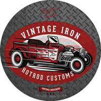 Vintage Iron Red Novelty Circle Coaster Set of 4