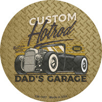 Dads Garage Custom Hotrod Novelty Circle Coaster Set of 4
