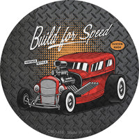 Built For Speed Red Hotrod Novelty Circle Coaster Set of 4