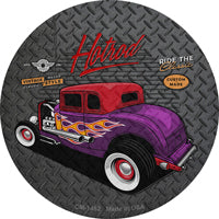 Purple Flame Hotrod Novelty Circle Coaster Set of 4