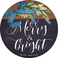 Merry And Bright Bow Wreath Novelty Circle Coaster Set of 4