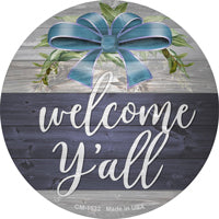 Welcome Yall Bow Wreath Novelty Circle Coaster Set of 4