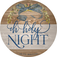 Oh Holy Night Bow Wreath Novelty Circle Coaster Set of 4