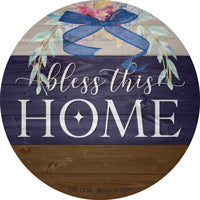 Bless This Home Bow Wreath Novelty Circle Coaster Set of 4