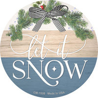 Let It Snow Bow Wreath Novelty Circle Coaster Set of 4