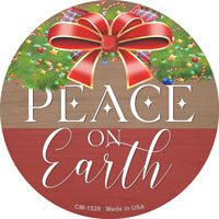 Peace On Earth Bow Wreath Novelty Circle Coaster Set of 4