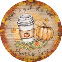 Pumpkin and Latte Novelty Circle Coaster Set of 4