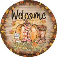 Welcome Pumpkin Novelty Circle Coaster Set of 4