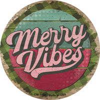 Merry Vibes Green Novelty Circle Coaster Set of 4