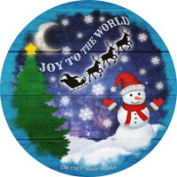 Joy to the World Snowman Novelty Circle Coaster Set of 4