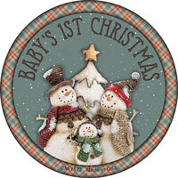 Babys First Christmas Snowmen Novelty Circle Coaster Set of 4