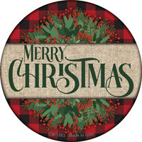 Merry Christmas Red Novelty Circle Coaster Set of 4