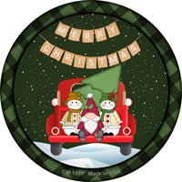 Merry Christmas Truck Novelty Circle Coaster Set of 4