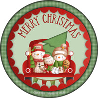 Merry Christmas Family Novelty Circle Coaster Set of 4