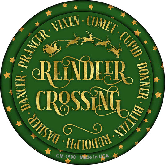 Reindeer Crossing Green Novelty Circle Coaster Set of 4