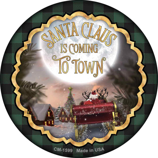 Santa Claus Is Coming To Town Novelty Circle Coaster Set of 4