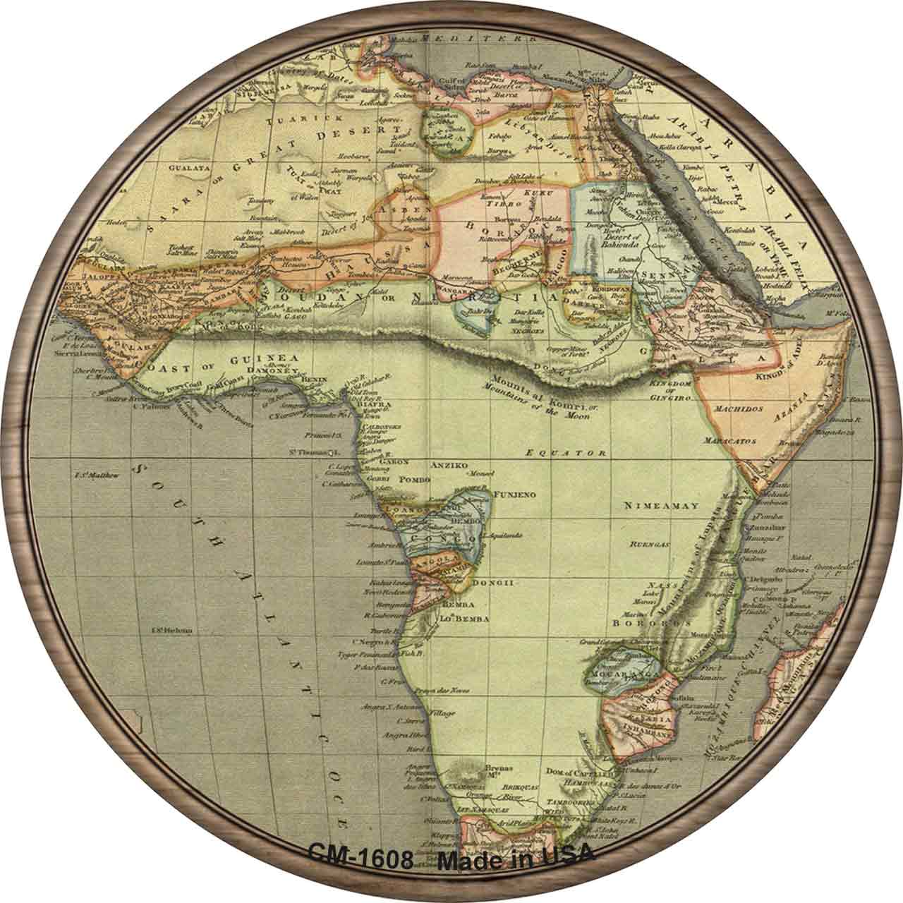 Africa Map Novelty Circle Coaster Set of 4