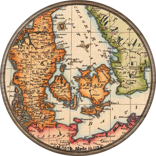 Denmark Map Novelty Circle Coaster Set of 4