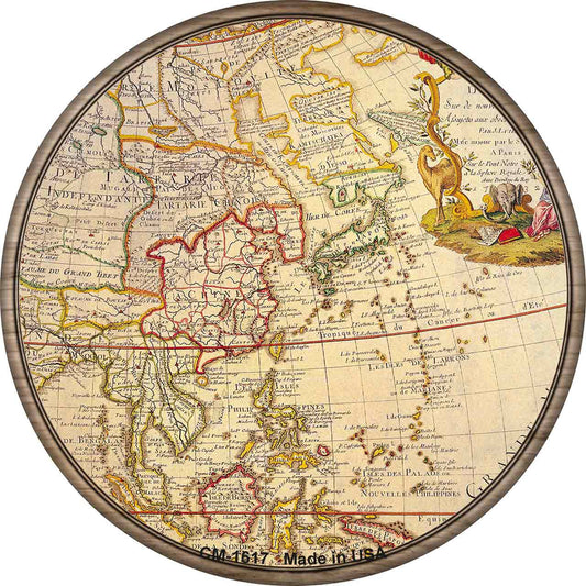 East Asia Map Novelty Circle Coaster Set of 4