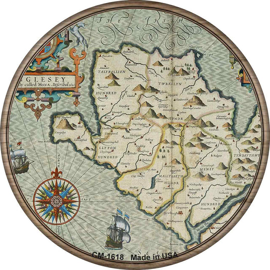 Isle of Anglesey Map Novelty Circle Coaster Set of 4
