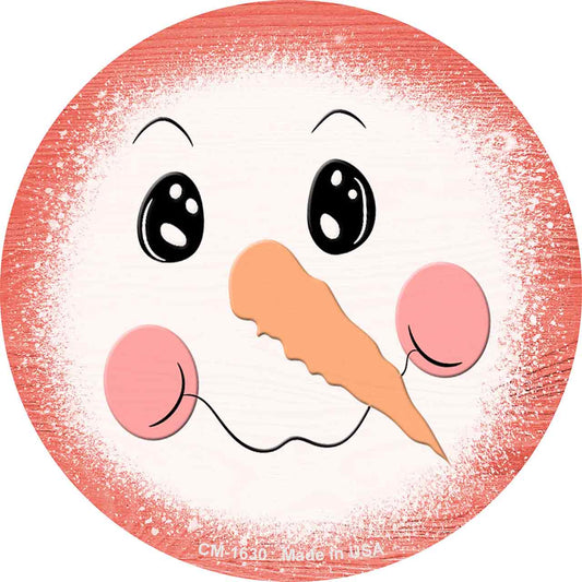 Light Red Snowman Face Novelty Circle Coaster Set of 4
