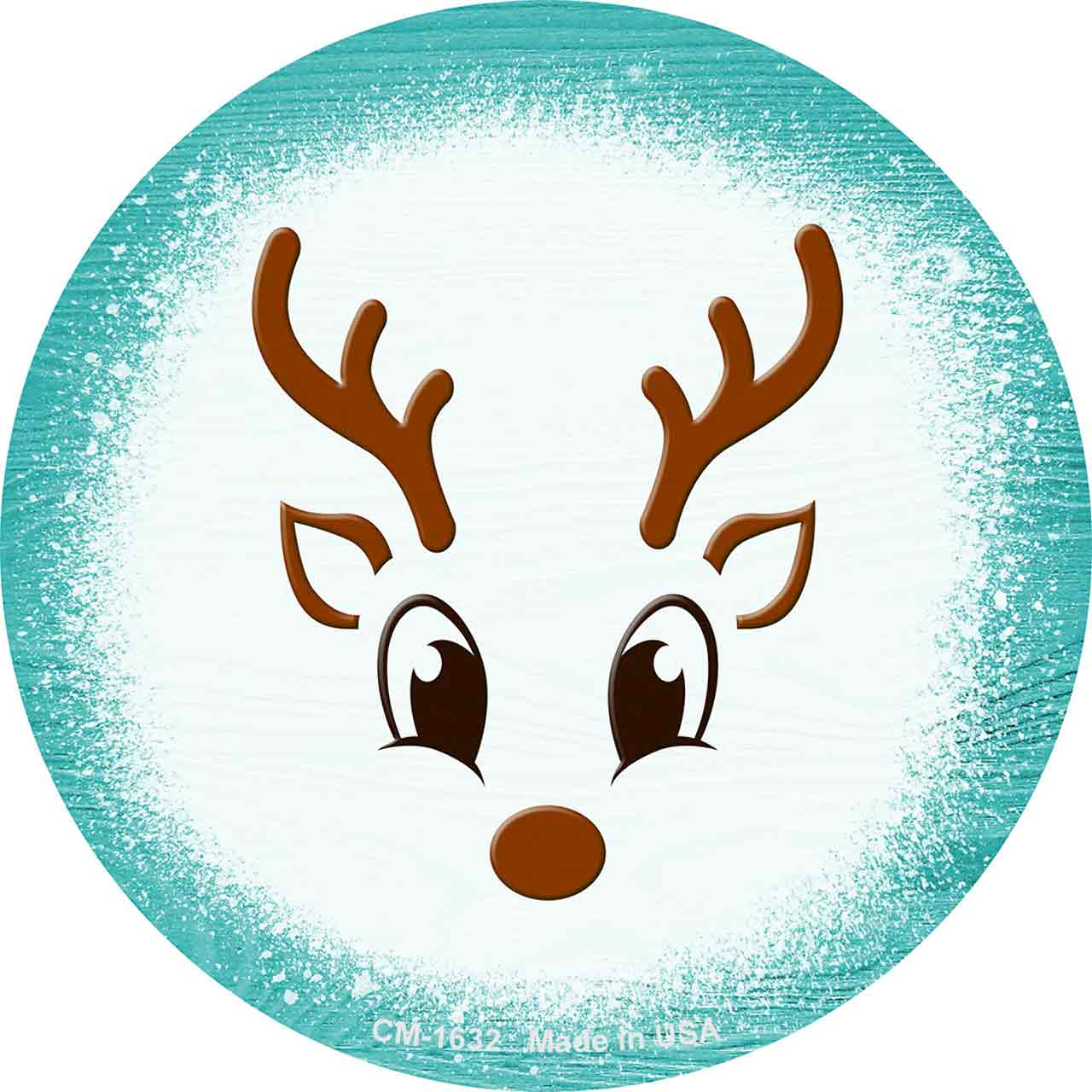 Aqua Reindeer Face Novelty Circle Coaster Set of 4