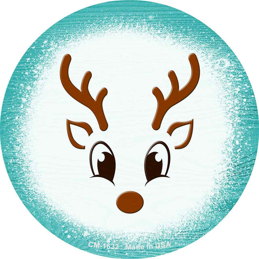 Aqua Reindeer Face Novelty Circle Coaster Set of 4