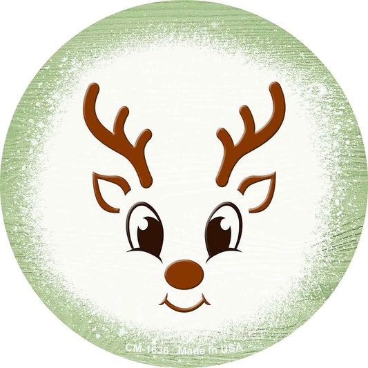 Light Green Reindeer Face Novelty Circle Coaster Set of 4
