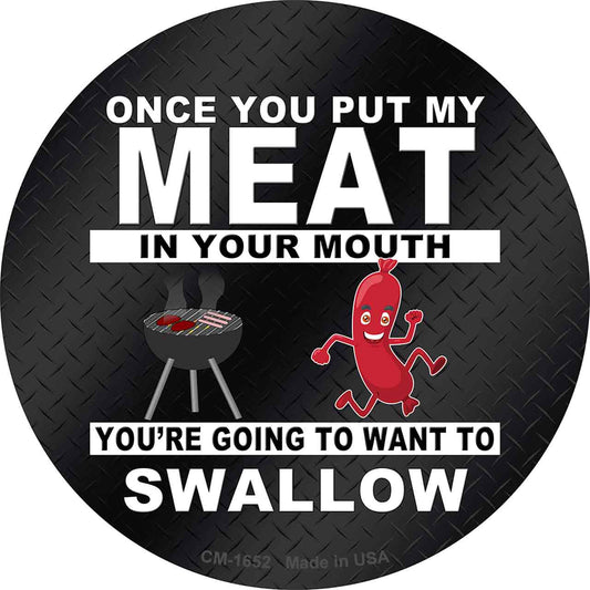 Meat In Your Mouth Novelty Circle Coaster Set of 4