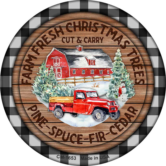 Pine Spruce Fir Cedar Trees Novelty Circle Coaster Set of 4