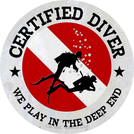 Certified Diver Deep End Novelty Circle Coaster Set of 4