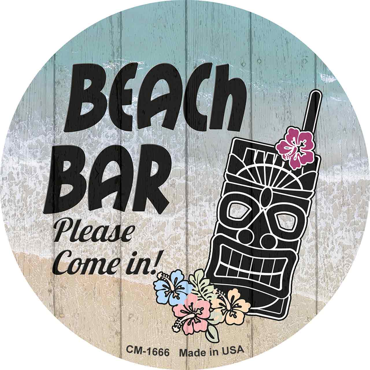 Beach Bar Tiki Novelty Circle Coaster Set of 4