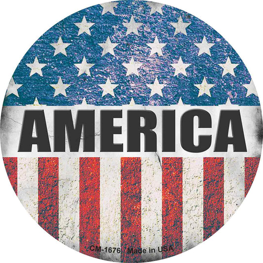 America Flag Background Novelty Circle Coaster Set of 4
