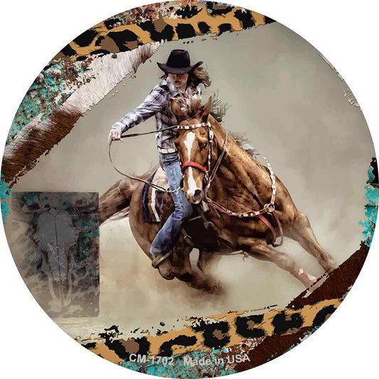Cowgirl Roping Novelty Circle Coaster Set of 4