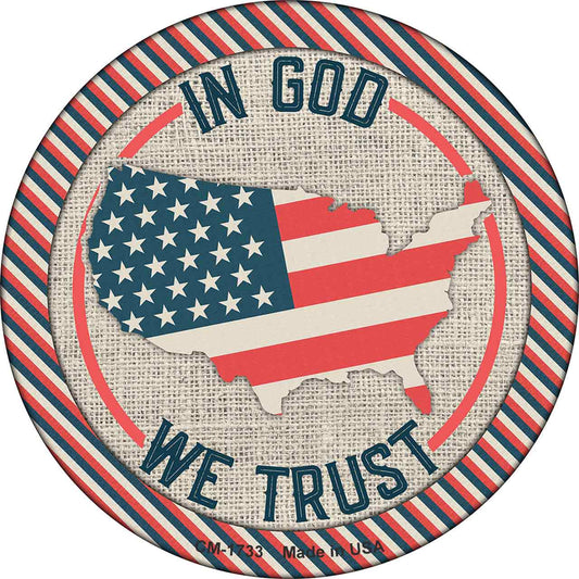 In God We Trust USA Stripes Novelty Circle Coaster Set of 4