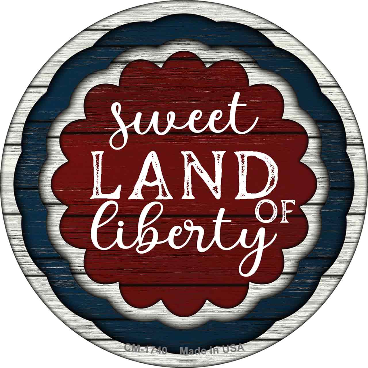 Sweet Land of Liberty Dark Red Novelty Circle Coaster Set of 4