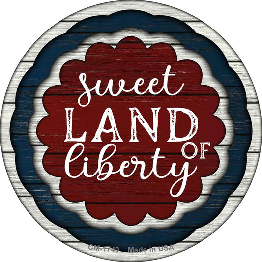 Sweet Land of Liberty Dark Red Novelty Circle Coaster Set of 4