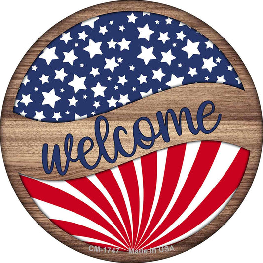 Welcome Split Stars Stripes Novelty Circle Coaster Set of 4