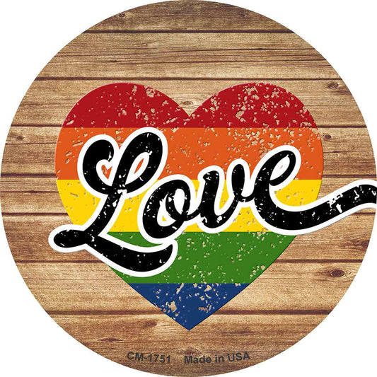 Love Heart On Wood Novelty Circle Coaster Set of 4